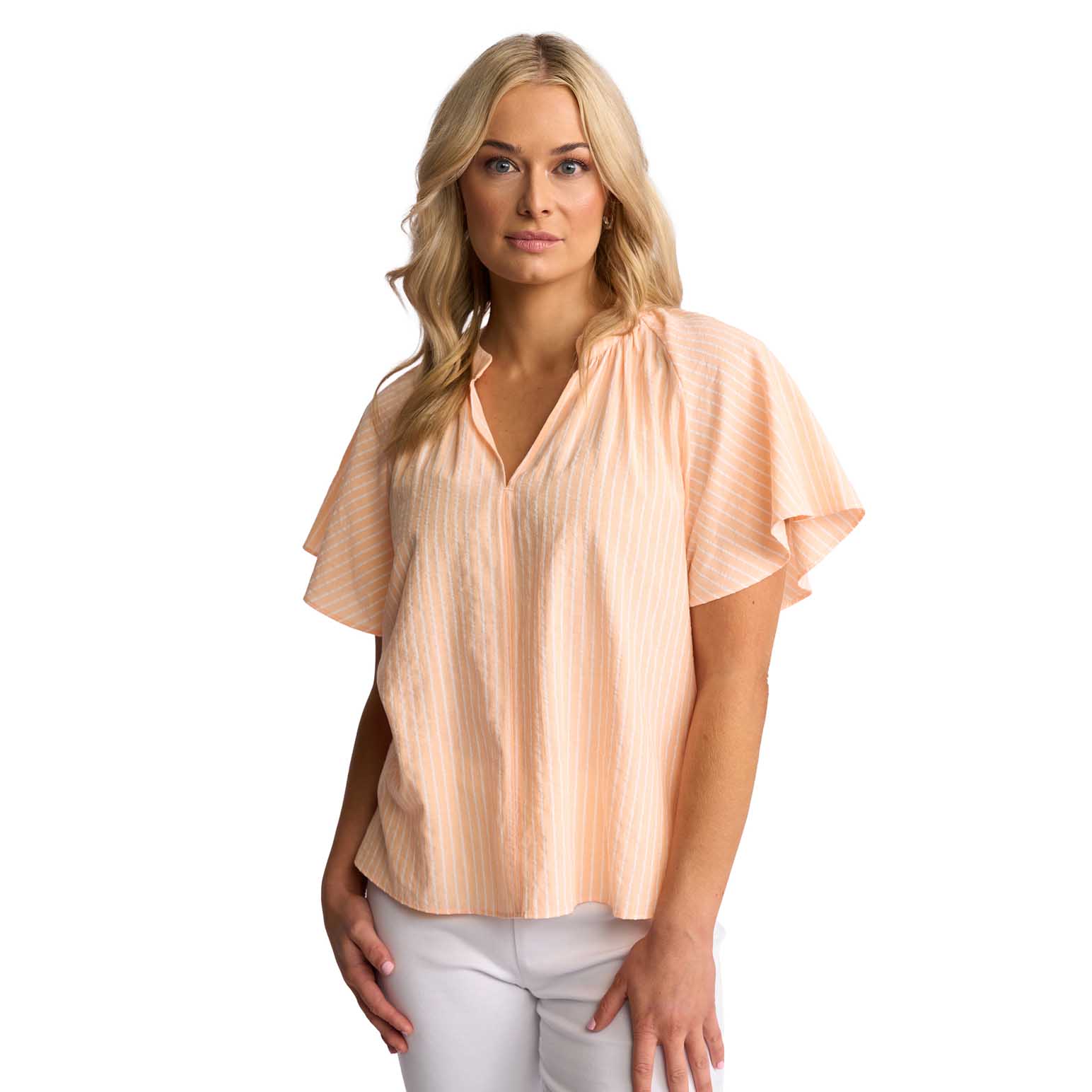 Vassalli V Neck Top With Floaty Sleeve